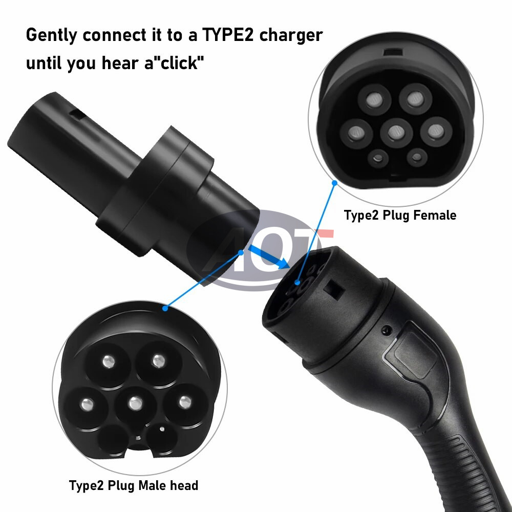 Thermo Plastic Type 2 to Tesla EV Adapter for Tesla Model S/X/3/ Electric Vehicle Charging Connector