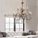 Vintage Foyer chandeliers large wooden lustre rustic lighting suspension retro