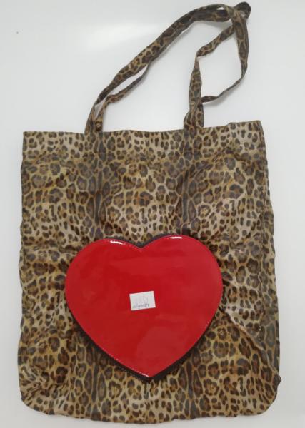 newest fashion style PU leather Heart shape washablepolyester folding shopping