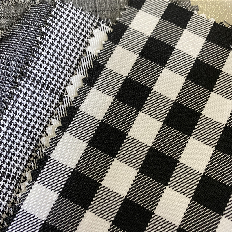 Polyester Fiber Woven Yarn Dyed Checks Fabric For Dresses Suits Pants Jackets