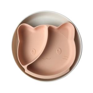 Wholesale BPA Free Silicone Baby Tray Cat Shape Tableware Feeding Plate Customized from china suppliers