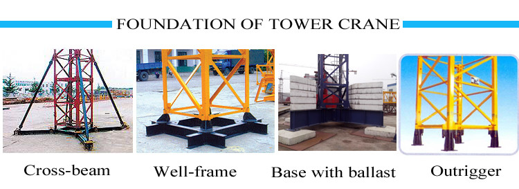 30m Jib Luffing Tower Crane Fixed Base Foundation External Climbing Crane QTD3025