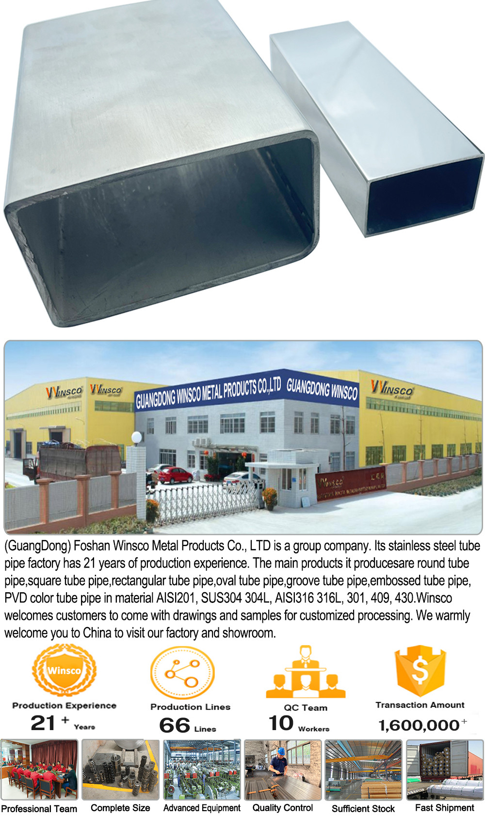 50mmx150mm Big Size Thick Wall Inox Metal Tube ASTM A554 201 304 316 Grade Stainless Steel Rectangular Pipe