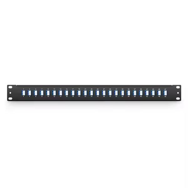 FHU 1U 19'' Fiber Adapter Panel, 48 Fibers OS2 Single Mode, 24 x LC UPC Duplex (Blue)