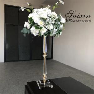 Wholesale Shiny Crystal White Wedding Flower Stand Party Gift Gold 76cm from china suppliers
