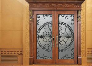 Wholesale Glass Lowes Wrought Iron Entry Doors And Glass Agon Filled 22*64 inch Size Durable from china suppliers