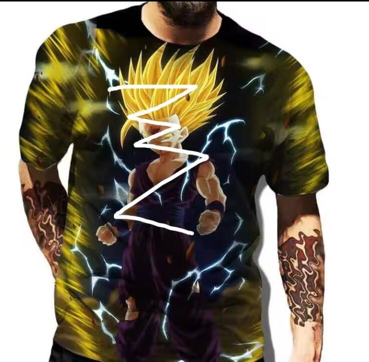Anime Goku Sublimation Printed T Shirts Short Sleeve Patterned Clothes