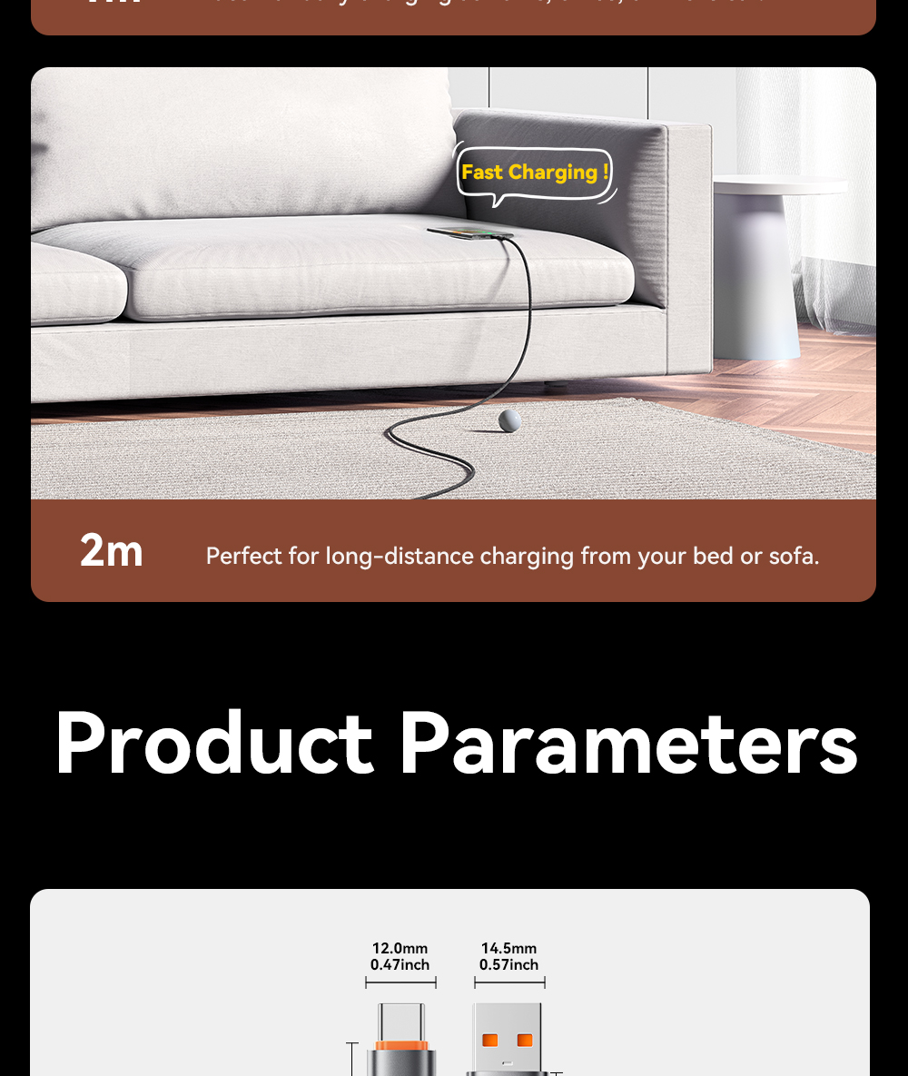ESSAGER ES-X61 Series PP USB A To C Cord 100W Max 480Mbps