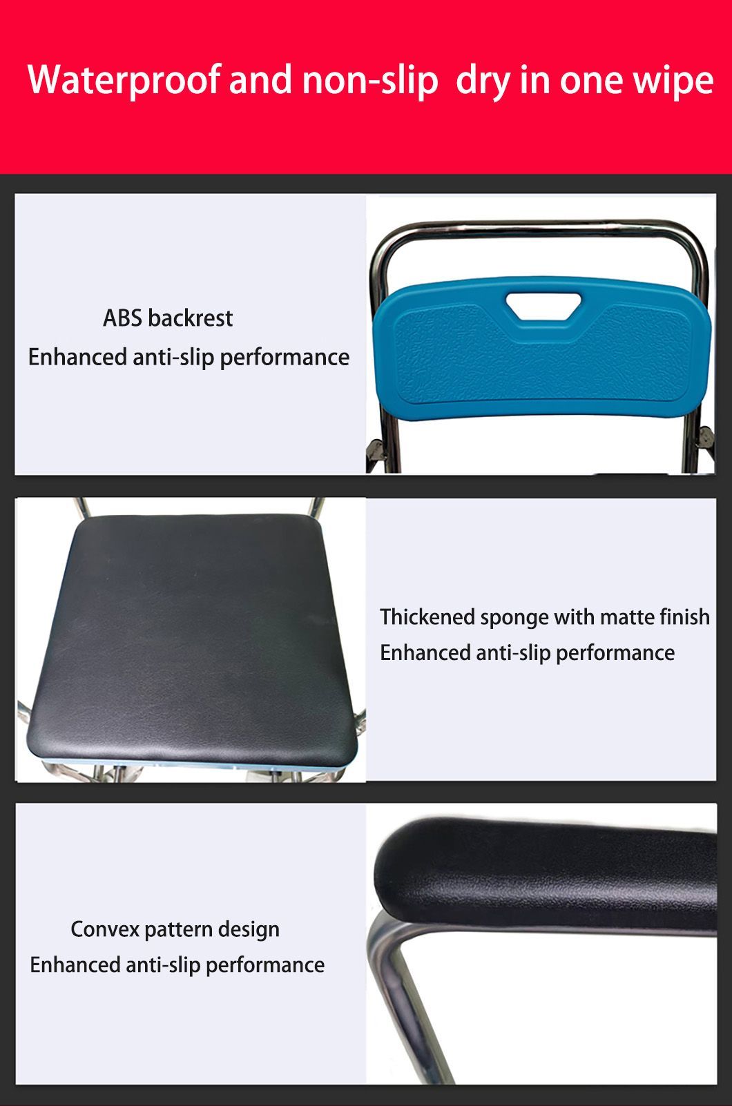 Stable Economical Portable Commode Chair Bedside Aluminum Medical Commode Chair