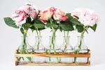 Glass Flower Vase with Wooden Holder Vases for Flowers