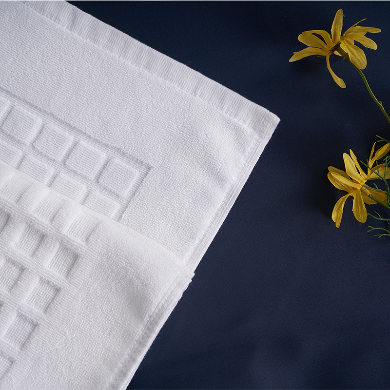 White Hotel Bath Mat For Hotel Custom Logo Size Jacquard Rectangular Home