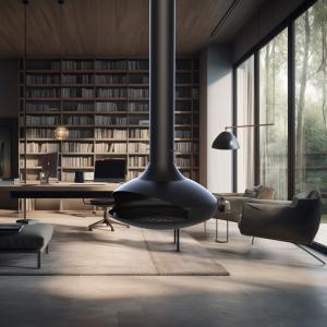 Wholesale Black Hanging Wood Burning Fireplace Modern Elegant Design from china suppliers