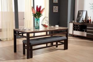 Wholesale luxury rectangle 1.6m wood dining table with marble top from china suppliers