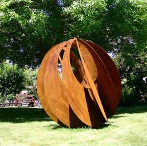 Wholesale Hollow Metal Corten Steel Art Sphere Sculpture 600mm 900mm from china suppliers