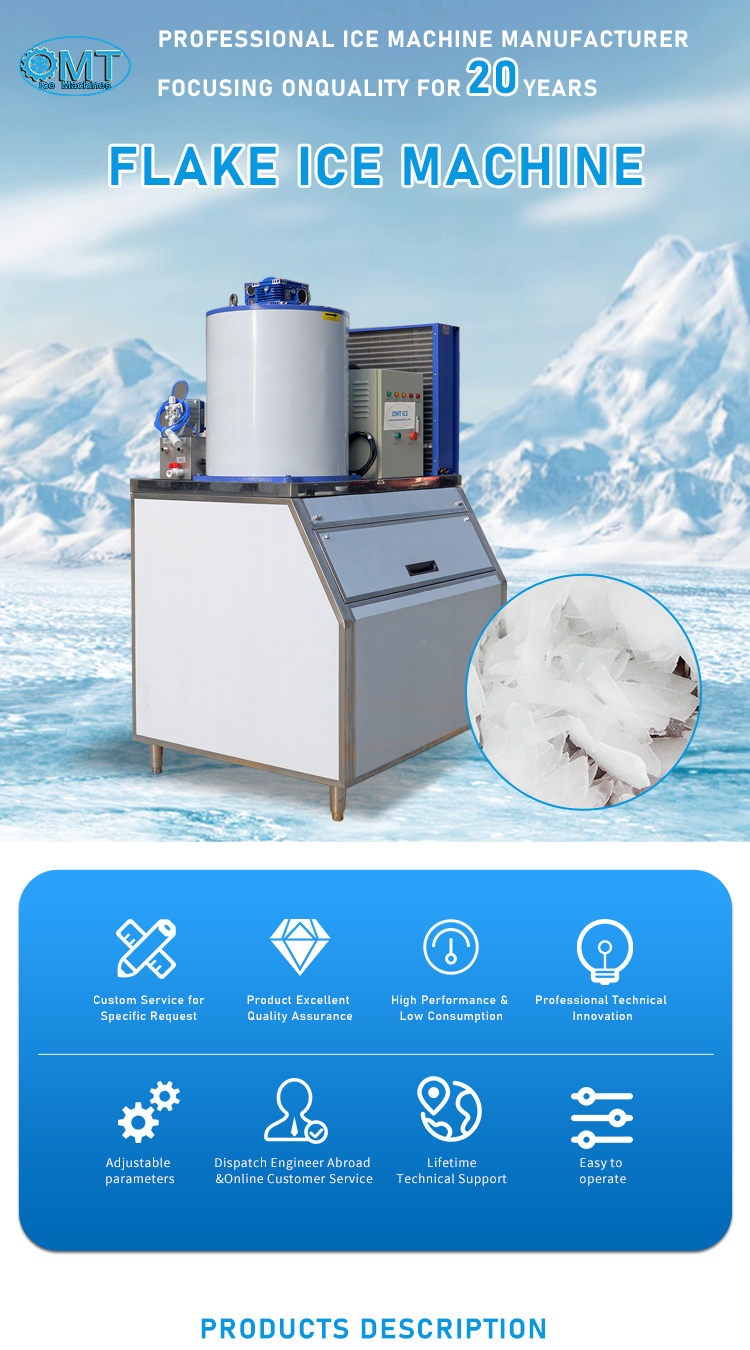 Industrial Flake Ice Machine 1 Ton Perfect for Fish in Food Beverage Shops
