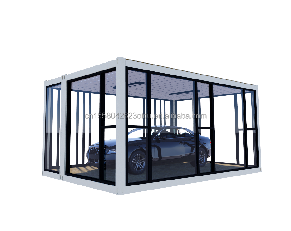 Customized Color 20ft Container Car Exhibition Hall Prefabricated House Folding Aluminum Alloy Tempered Glass Mobile Shop