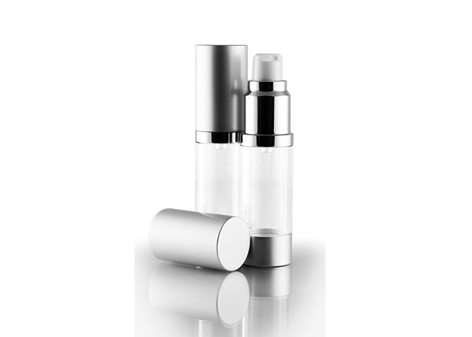 Empty Silver Airless Cosmetic Bottles Slender Styles Soap Cream Packaging