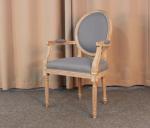 Round back dining chair event wooden frame dining chair with linen fabric