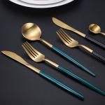 SS304 Black Gold Kitchen Flatware Sets Stainless Steel 6 Piece Silverware Set