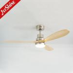 Contemporary LED Ceiling Fan with Wooden Blades Remote Control and Color