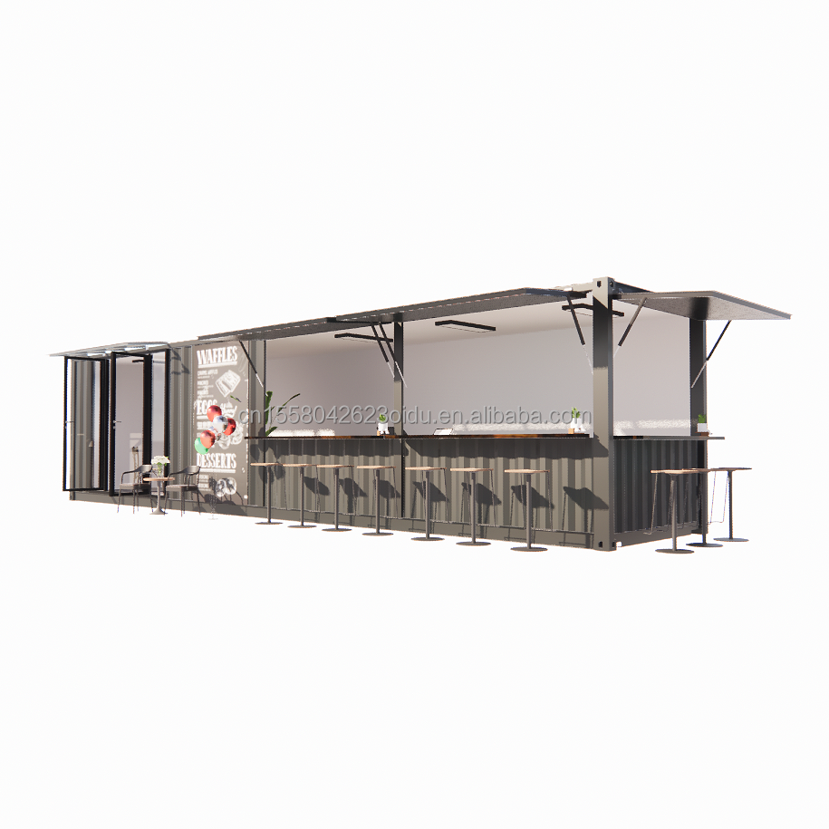 Galvanized Steel Square Tubes Main Structure 20ft-40ft Custom Modular Container Coffee Shop Food Stall with Modern Design