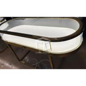 Wholesale Tempered Glass Jewellery Shop Counter Display Cabinet Golden Color from china suppliers