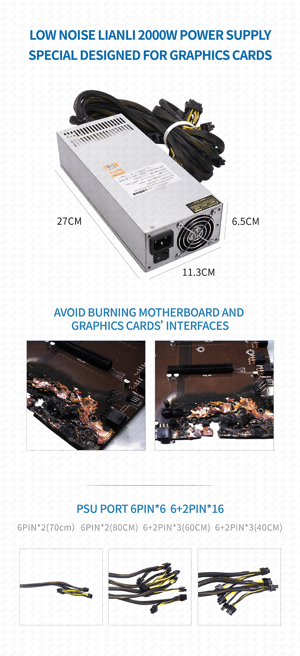 Ethereum Mining Rig Machine 2000W Power Supply 8 Cooling Fans