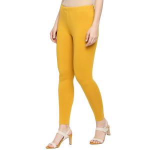 Wholesale High Quality Women Yellow Solid Cotton Ankle Length Gym Yoga Leggings Sport with OEM Logo from china suppliers