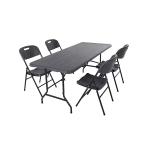 Wooden Grain Black Plastic Folding Chairs / HDPE Outdoor Plastic Folding Seat