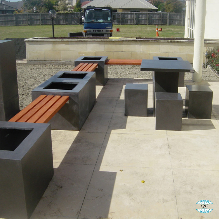 Grey Outdoor Round Concrete Coffee Table GRC Fiberglass Furniture Dinning Table