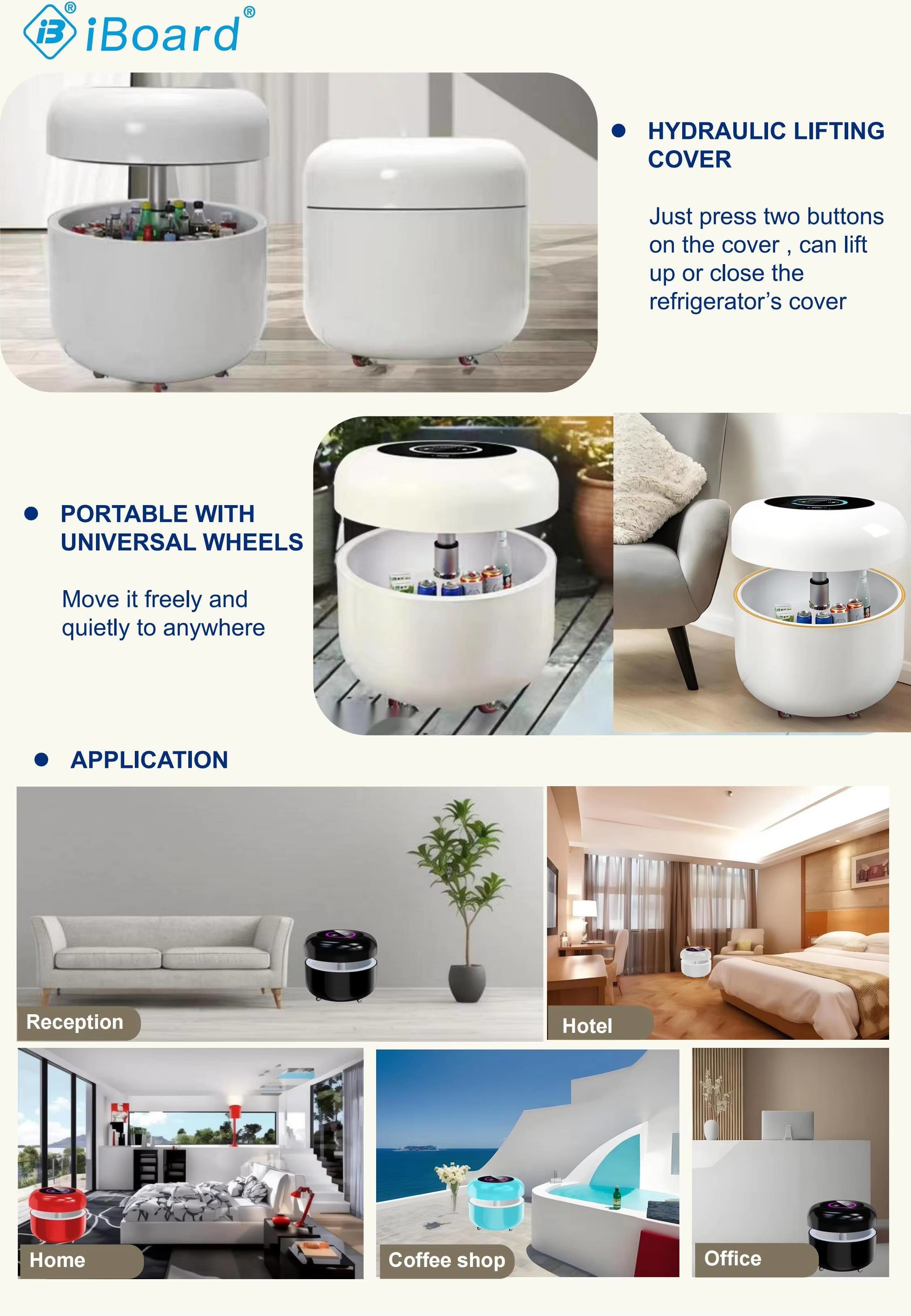 Smart Mobile Refrigerator X1 Portable Withuniversal Wheels Hydraulic Lifting Cover 130L Refrigerator Wireless Charge