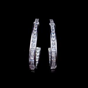Wholesale Luxurious Extravagant big hoop earrings With Zircon Stone / Silver Wedding Jewelry from china suppliers