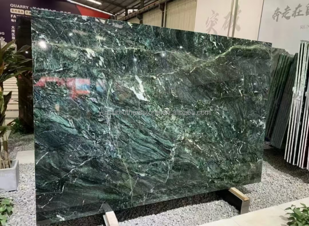 Natural Stone Cat's Eye Green Big Slab Dining Table Top for Villa Interior Decoration