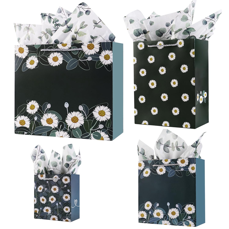 Custom Made Portable Logo Paper Bag With Rope Handle for Stickers and Gift Craft