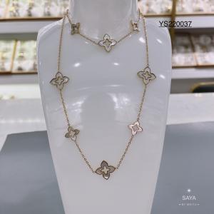 Wholesale white fritillary rhombus flower necklace 18k Gold Plated Stainless Steel Jewelry from china suppliers