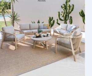 Wholesale Customized High End Nordic Garden Solid Wood Sofa Set Outdoor Teak Leisure Table Chairs from china suppliers