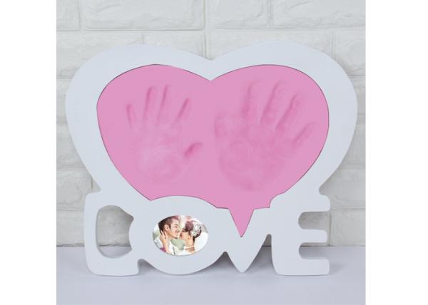 White Wedding Heart Love Frame Couple Handprint Photo Frame For Anniversary