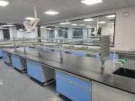 Light Blue Colour Wood Lab Island Workbench Lab Furniture Series