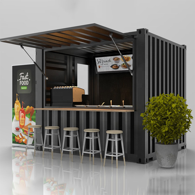Galvanized Steel Square Tubes 10ft Modern Design Prefabricated Mini Mobile Steel Container House for Outdoor Coffee Bar