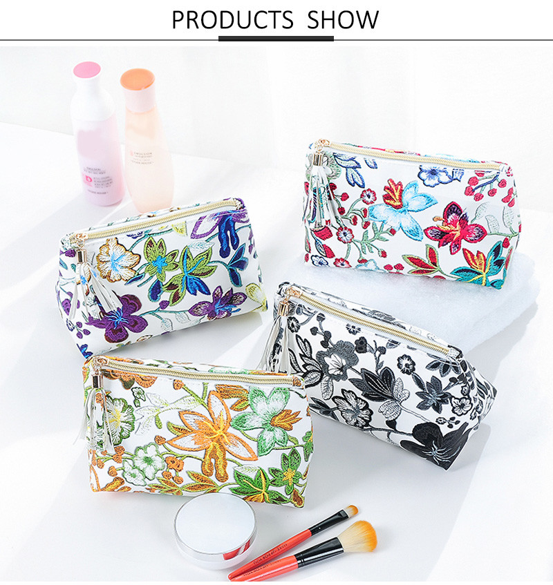Wholesale Vivid Embroidery Flower Pattern Fabric Elegant Beauty Bag