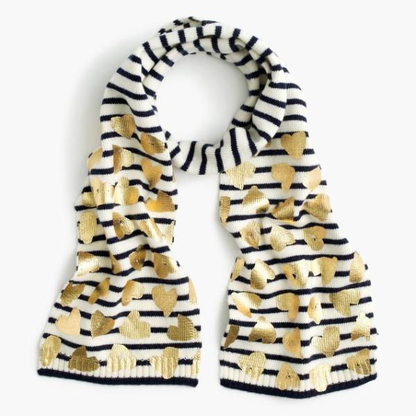 Heart Foil Print Knitted Neck Scarf For Girls Children Size Easy To Pair Winter