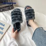 OEM / ODM PVC Outsole Womens Furry Slippers For Winter