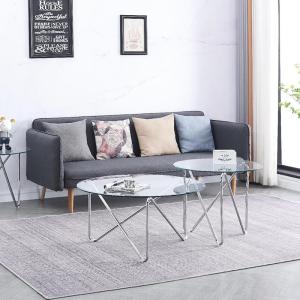 Wholesale Iso9001 Tempered Glass Top Coffee Table Stainless Steel Frame 91.5*91.5*45cm from china suppliers