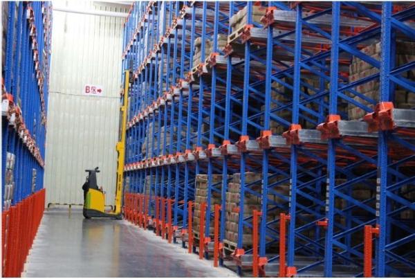 Food industry pallet shuttle racking system with forklift truck / shuttle