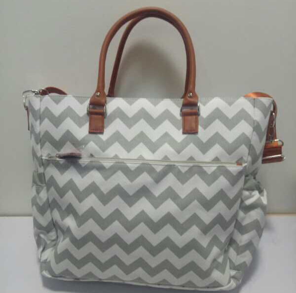Canvas Polyester Cotton Mummy Diaper Bag With Adjustable Stroller Strap