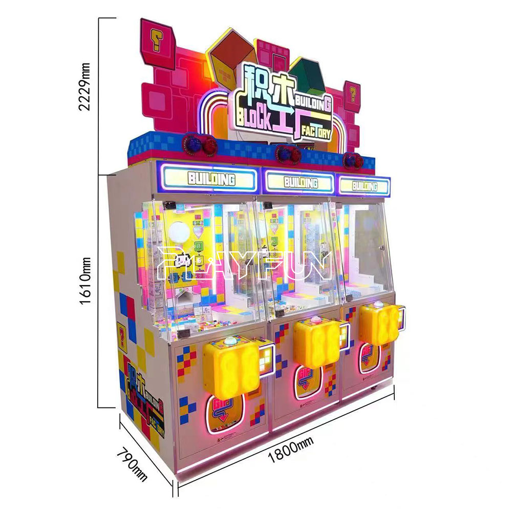 Factory Wholesale Playfun High Income Building Blocker Arcade Pusher Prize Gift Game Machine Push Blocks Games