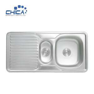 Wholesale CH10050E Large and Small Double Bowl Kitchen sink Stainless Steel Press Kitchen Sinks from china suppliers