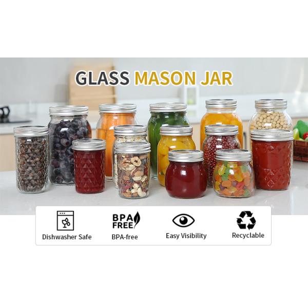 Custom Glass Jar Wide Mouth Mason Jars 8 Oz 16 Oz Glass Jar Set
