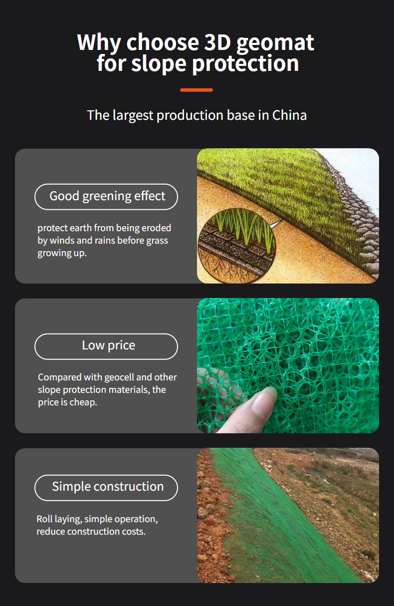 Reinforced Green 3D Geomat for Slope Protection Onsite Training Offered
