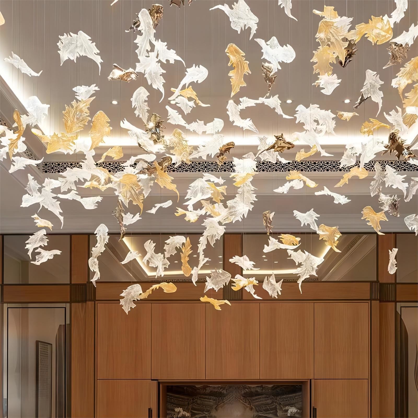 Non Standard Customized Glazed Maple Leaf Chandelier Hotel Banquet Art Decoration Engineering Light